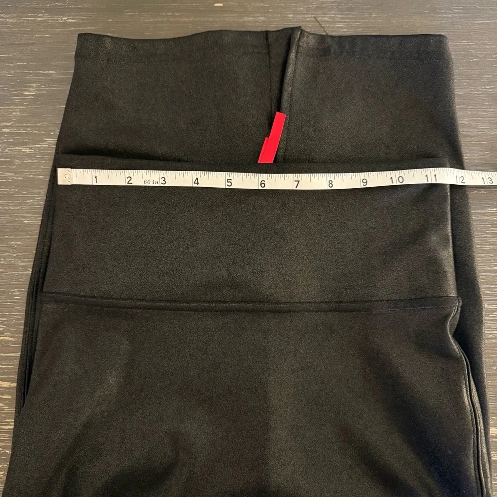 SPANX Faux Leather Black Women's Pencil Skirt Tummy Control Size S Shiny